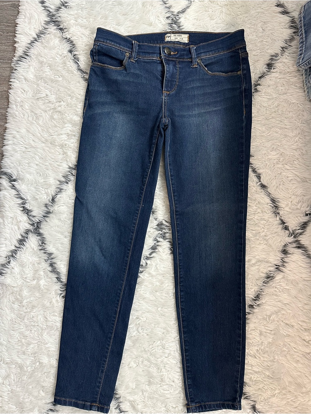 Free People Dark Blue Cropped Slim Jeans